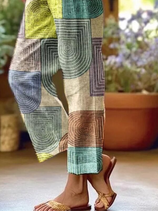 Casual Colorblock Linen Pants - Image 3