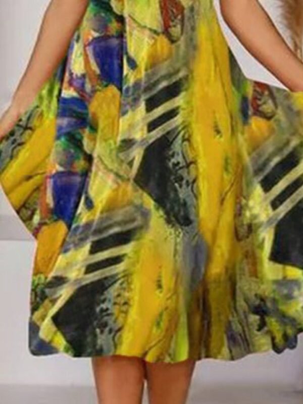 Women's Midi Dress Boho Weaving Dress Printed V Neck Floral - Image 9