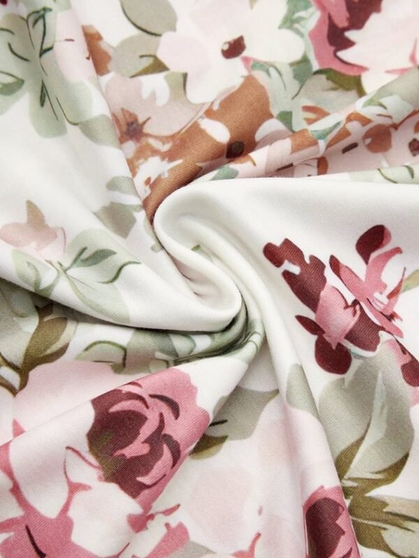 Cotton-Blend Elegant Floral Loose Dress - Image 9