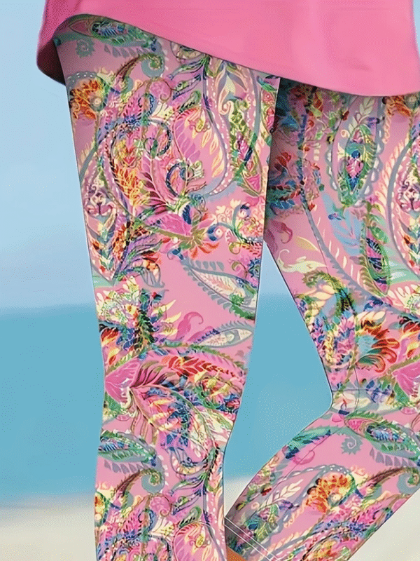 Women's Paisley Print Casual Leggings - Image 2