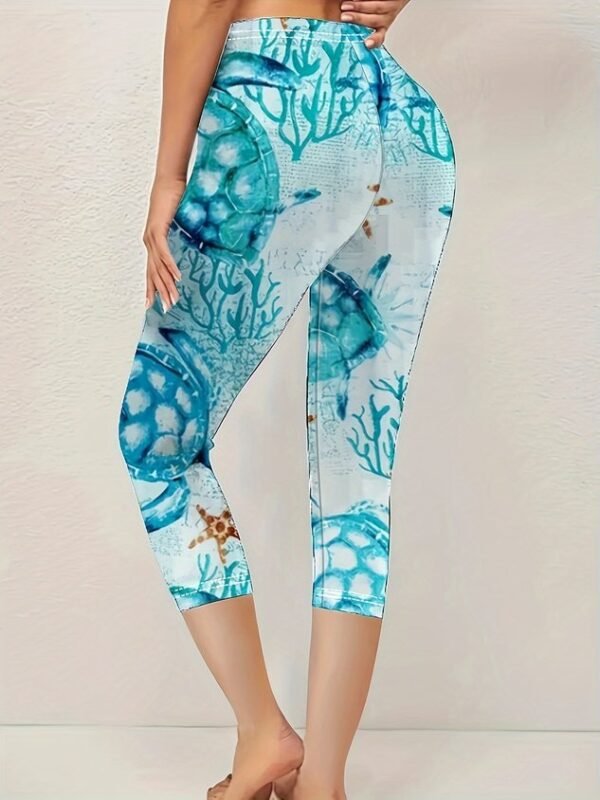 Women's Turtle Print Casual Fashion Leggings - Image 2