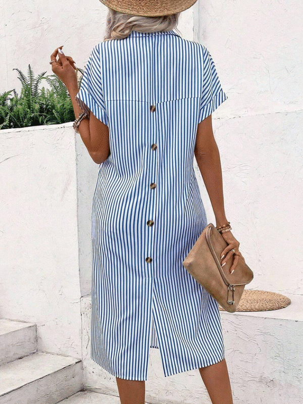Shirt Collar Casual Buttoned Shirt Dress - Image 2