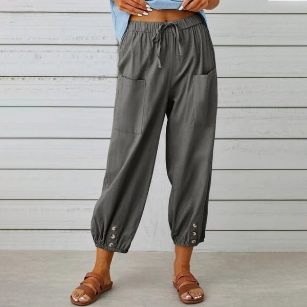 Women's  Elastic Waist H-Line Wide Leg Pants Daily Going Out Pants White Casual Split Joint Plain Spring/Fall Pants - Image 6