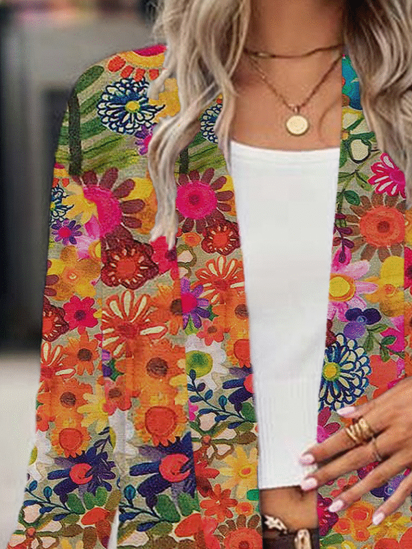Women's Floral Spring Print Casual Fashion Cardigan - Image 2
