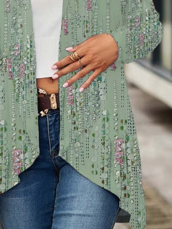 Women's Floral Spring Print Casual Fashion Cardigan - Image 3