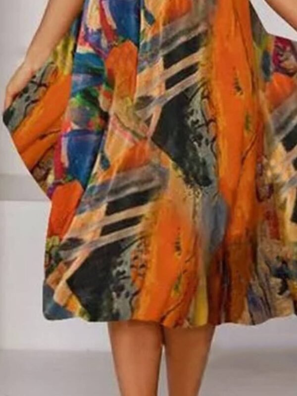 Women's Midi Dress Boho Weaving Dress Printed V Neck Floral - Image 3