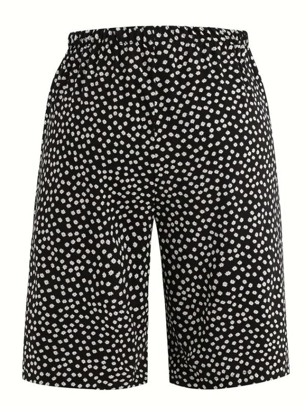 Women's Spring and Summer Floral Print Casual Straight Tie Cropped Pants - Image 2