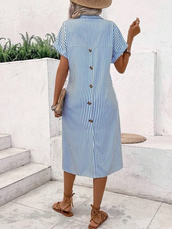 Shirt Collar Casual Buttoned Shirt Dress - Image 6