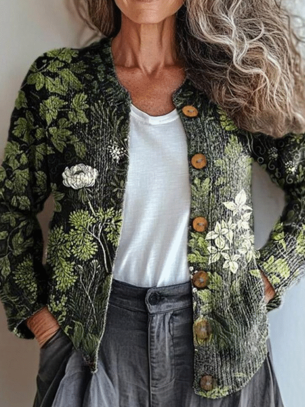 Loose Knitted Casual Crew Neck Cardigan - Image 5