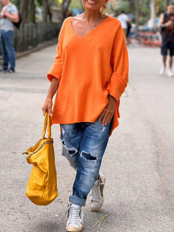 Casual Loose Fit Solid Boho Sweater - Image 4