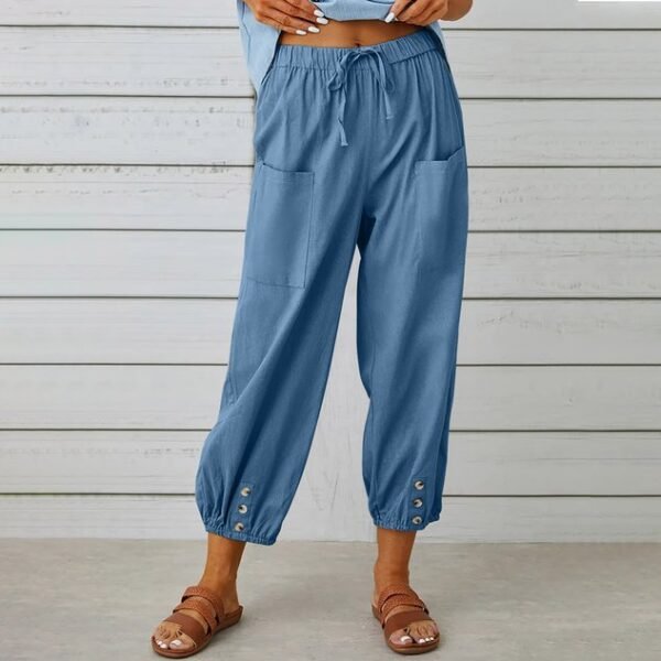 Women's  Elastic Waist H-Line Wide Leg Pants Daily Going Out Pants White Casual Split Joint Plain Spring/Fall Pants - Image 7