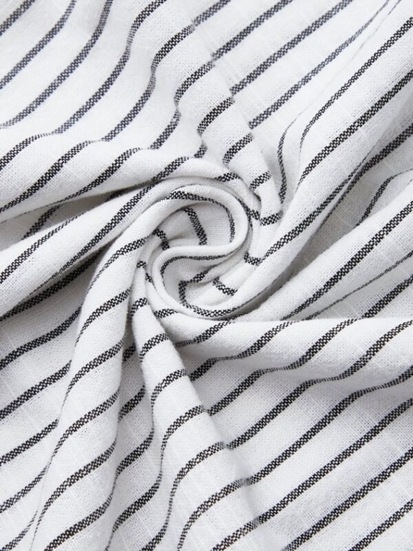 Shirt Collar Casual Loose Striped Dress With No - Image 2