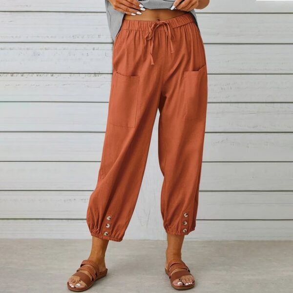 Women's  Elastic Waist H-Line Wide Leg Pants Daily Going Out Pants White Casual Split Joint Plain Spring/Fall Pants - Image 10