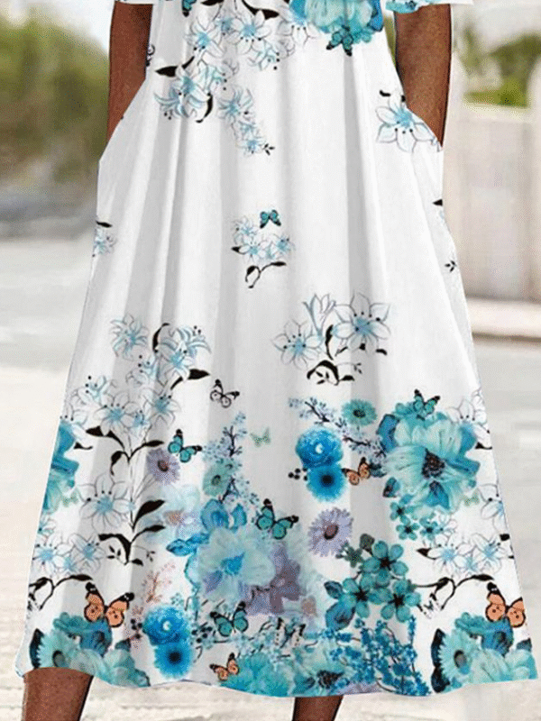 Women's Floral Cross V Neck Daily Going Out Casual Dress - Image 3
