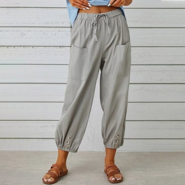 Women's  Elastic Waist H-Line Wide Leg Pants Daily Going Out Pants White Casual Split Joint Plain Spring/Fall Pants - Image 5