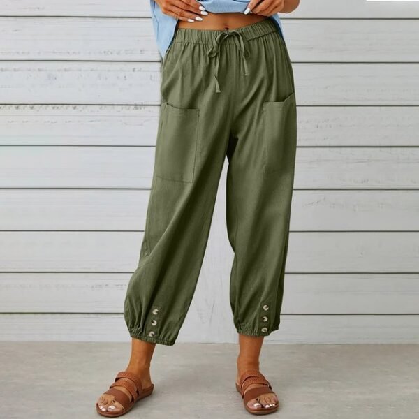 Women's  Elastic Waist H-Line Wide Leg Pants Daily Going Out Pants White Casual Split Joint Plain Spring/Fall Pants - Image 8
