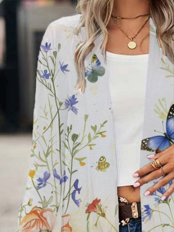 Women's Floral Butterfly Spring Print Casual Long Sleeve Cardigan - Image 2