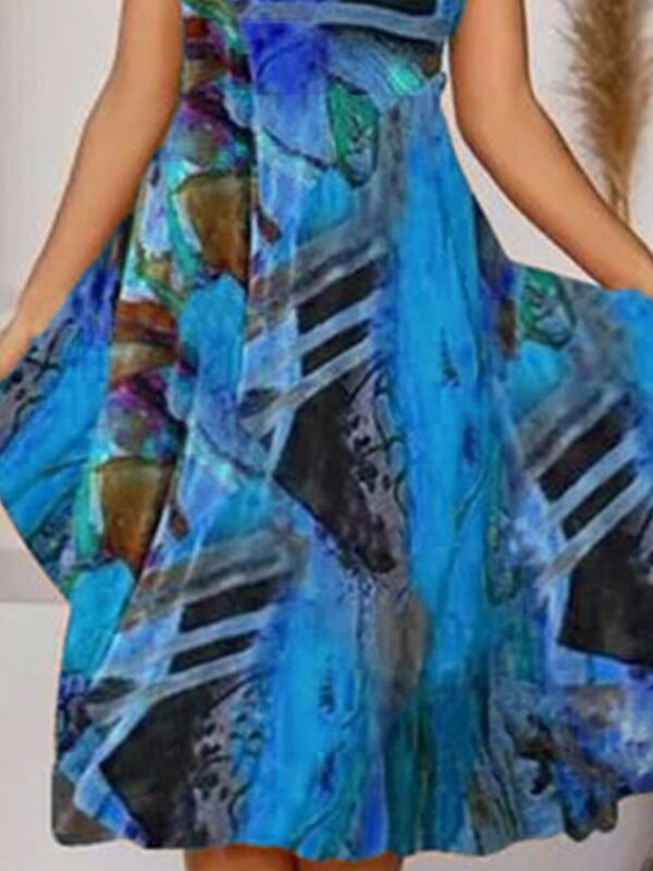 Women's Midi Dress Boho Weaving Dress Printed V Neck Floral - Image 6