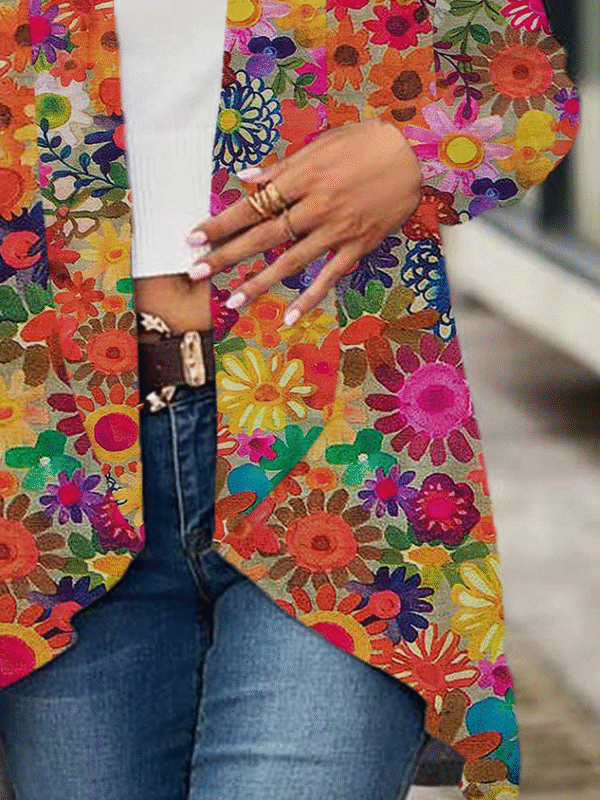 Women's Floral Spring Print Casual Fashion Cardigan - Image 3
