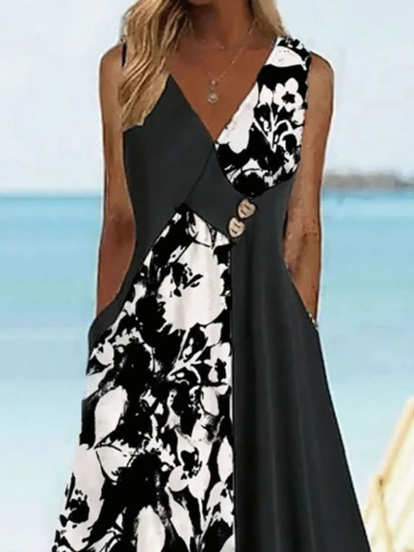 V Neck Loose Casual Dress - Image 2