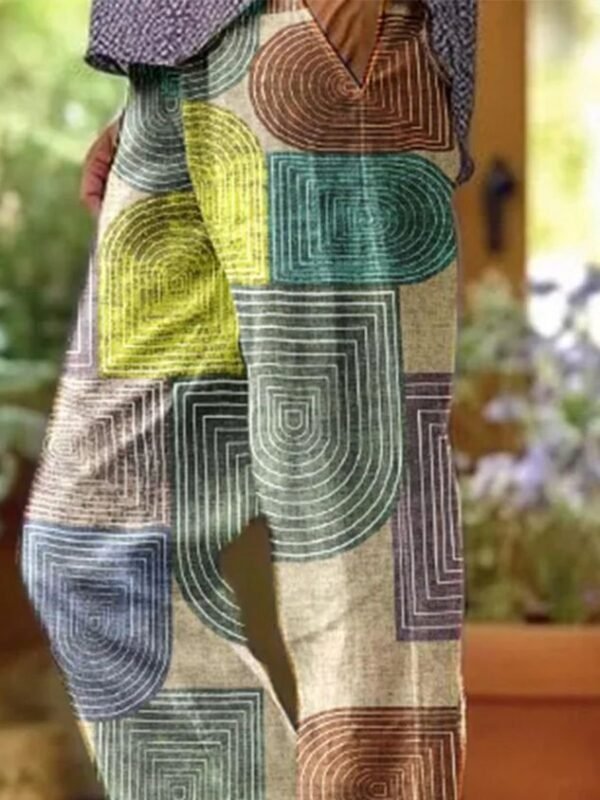 Casual Colorblock Linen Pants - Image 2