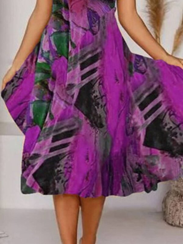 Women's Midi Dress Boho Weaving Dress Printed V Neck Floral - Image 12