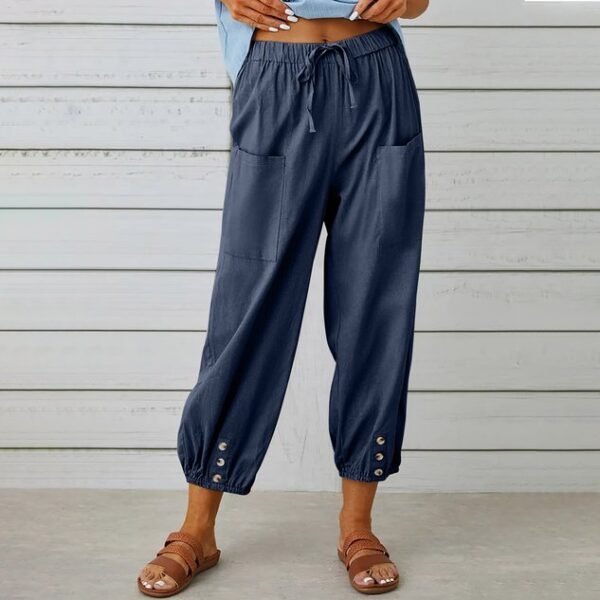 Women's  Elastic Waist H-Line Wide Leg Pants Daily Going Out Pants White Casual Split Joint Plain Spring/Fall Pants - Image 9