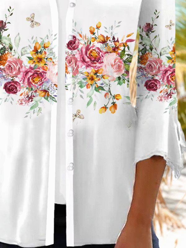 Women's Floral Print Casual Half Sleeve Cardigan - Image 3