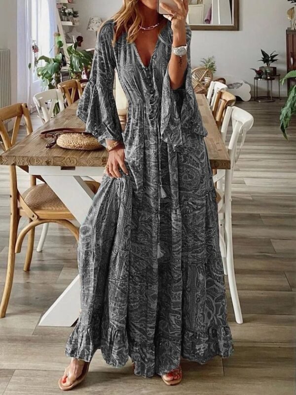 V Neck Boho Dress With No - Image 6