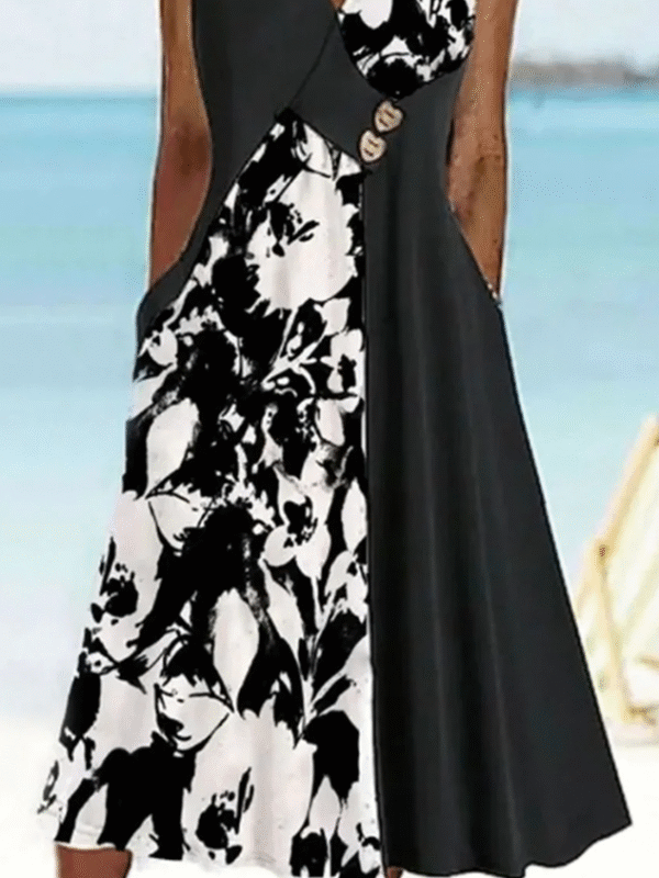 V Neck Loose Casual Dress - Image 3