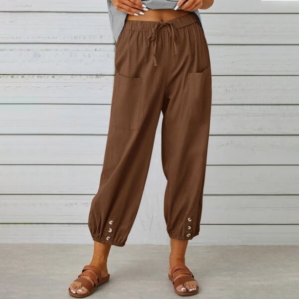 Women's  Elastic Waist H-Line Wide Leg Pants Daily Going Out Pants White Casual Split Joint Plain Spring/Fall Pants - Image 11