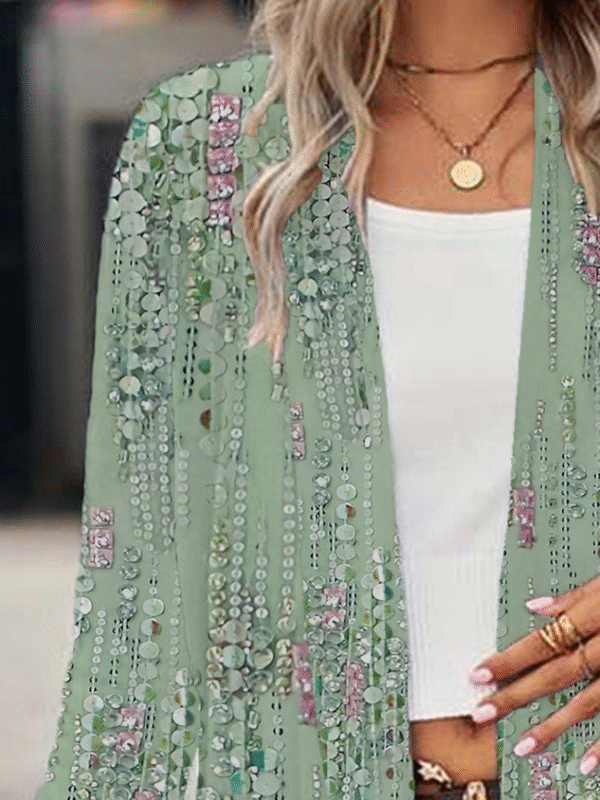 Women's Floral Spring Print Casual Fashion Cardigan - Image 2