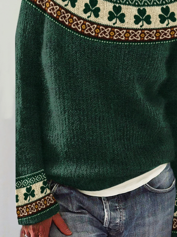 Women's St. Patrick's Day Shamrock Art Print Sweater - Image 3