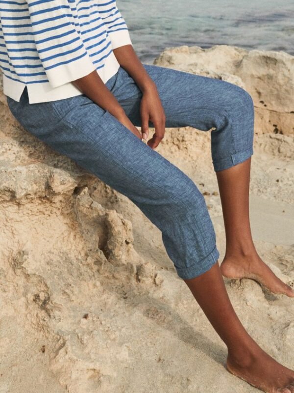 Casual Pockets Plain Buttoned Pants - Image 2
