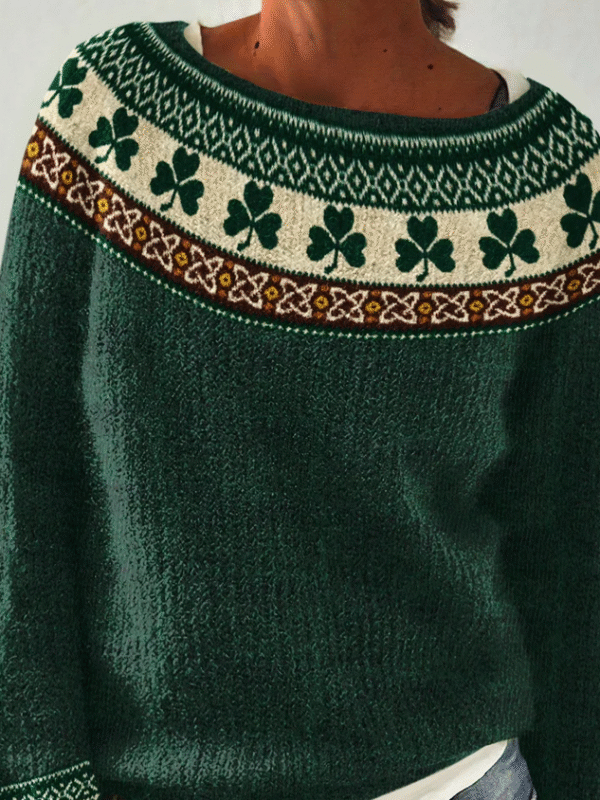 Women's St. Patrick's Day Shamrock Art Print Sweater - Image 2