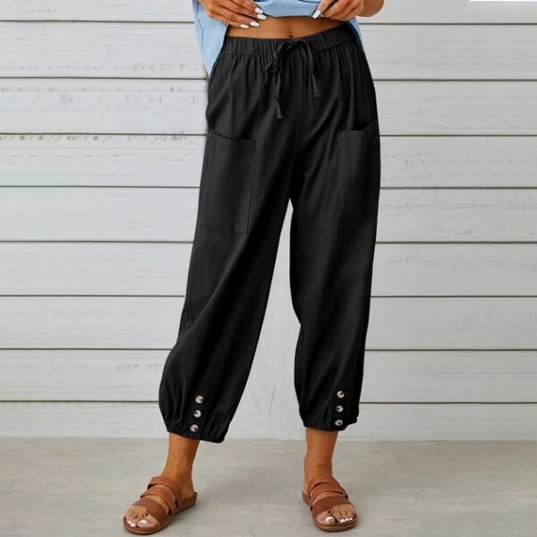 Women's  Elastic Waist H-Line Wide Leg Pants Daily Going Out Pants White Casual Split Joint Plain Spring/Fall Pants - Image 4
