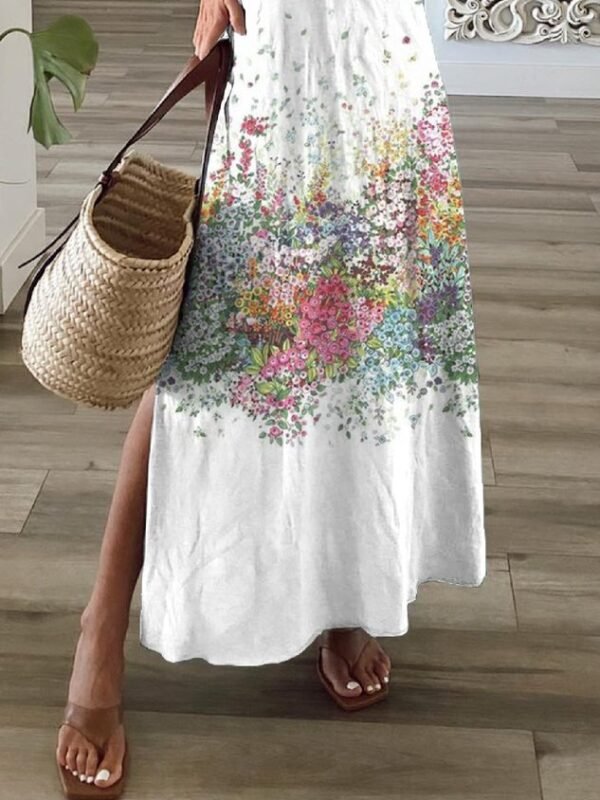 Casual V neck Loosen Short Sleeve Knit Dress - Image 2
